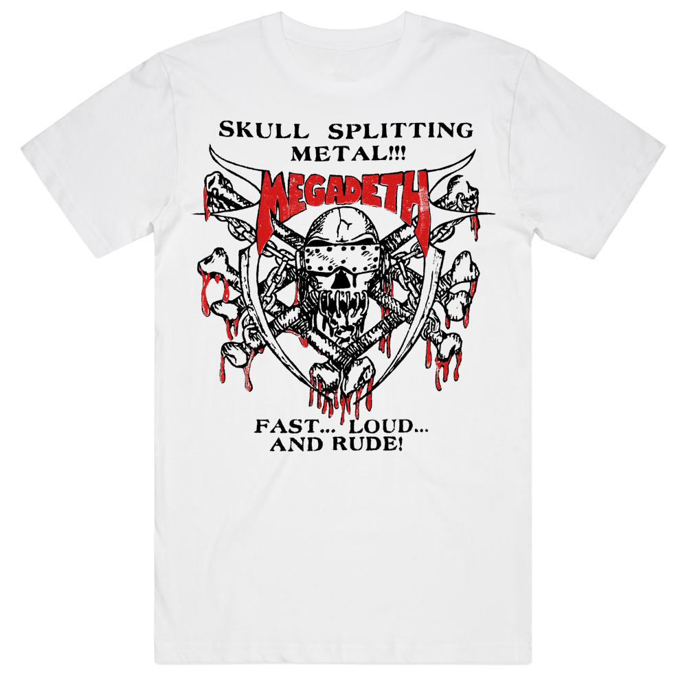 Skull Splitting Metal Vintage White Tee