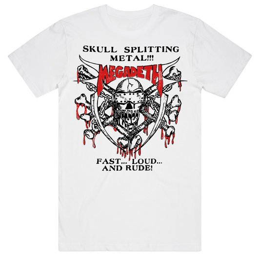 Skull Splitting Metal Vintage White Tee